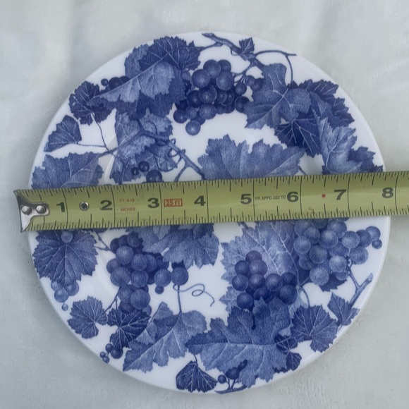 Two Furio 8” Plates White with Blue Grape Vine Design Made in Italy - Picture 5 of 5